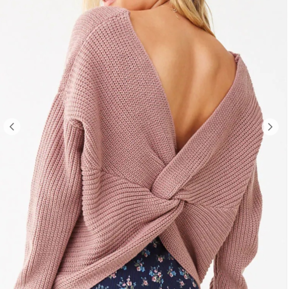 Caroline V Neck Twist Backless Sweater